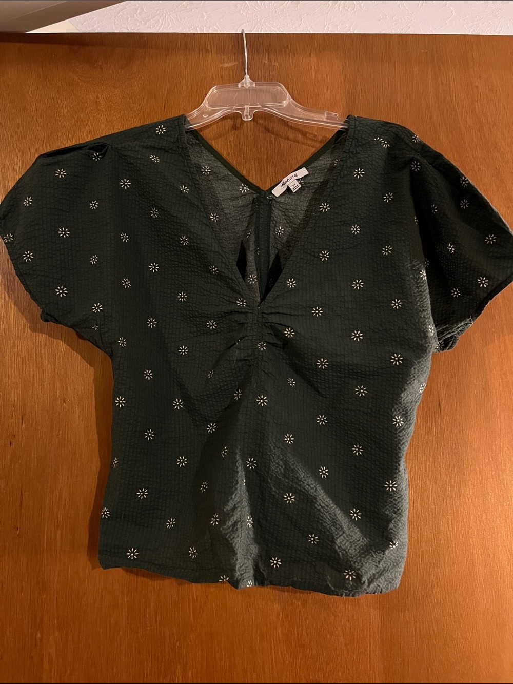 Madewell Dark Green Short-Sleeve V-Neck Top